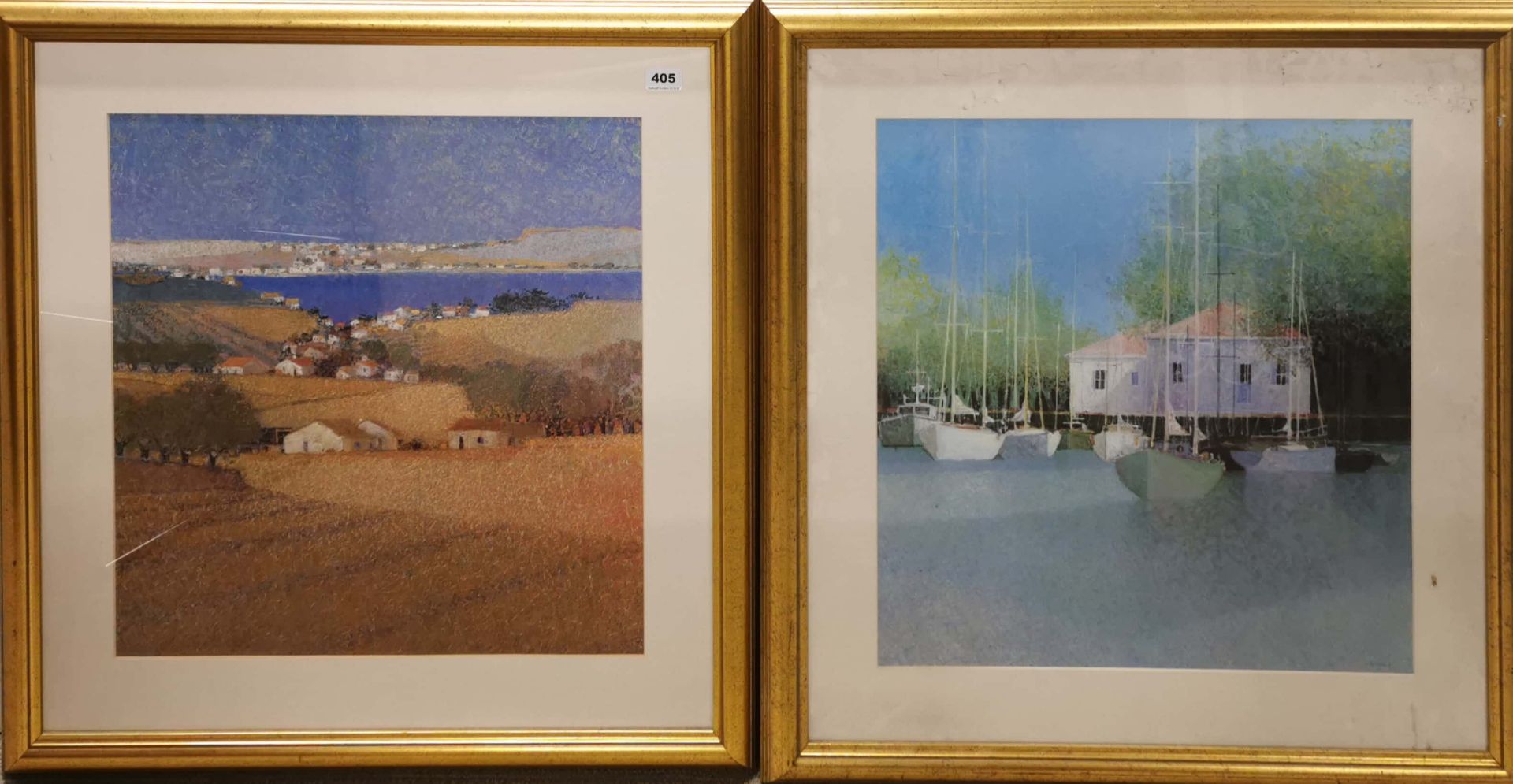 Two large gilt framed prints, frame size 79 x 80cm.