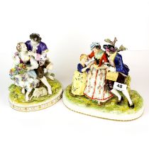 A fine German porcelain figure of a young couple (basket handle missing), H. 22cm. together with a