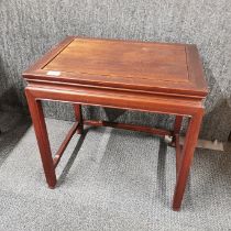 A mid-20th C. Chinese hardwood table, 54 x 40 x 54cm.