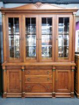 A heavy quality gilt mounted display cabinet, W. 172cm, H. 225cm.