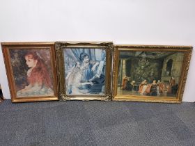 Three large gilt framed prints, largest 88 x 74cm.