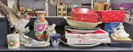 A group of mixed ceramic items with an aluminium signed seal, Royal Albert etc.