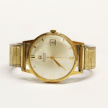 A gent's vintage gold plated Tisso wristwatch, appears to be in working order but not tested.