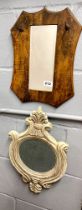 Two wooden hall mirrors, H. 46cm.