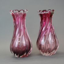 A pair of Chribska studio glass vases, H. 29cm.