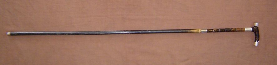 Lady's sword stick. Very attractive ladies Edwardian silver mounted sword stick with tortoiseshell