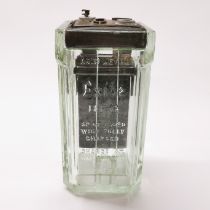 An antique Exide glass battery, H. 16.5cm.