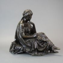 A 19th century French bronze figure of a Muse after F Moreau, W. 35cm, H. 30cm.