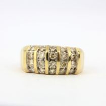 A heavy 14ct yellow gold (stamped 14k) ring set with brilliant cut diamonds, estimated 2ct