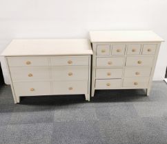A heavy handmade chest of drawers, 85 x 83 x 39cm, together with a further handmade three drawer
