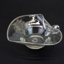 An early 20th century silver overlaid studio glass dish, 18 x 19cm.