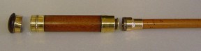 3 Draw Brass & Wood Telescope on Malacca Cane. This is a heavy gadget stick complete with a brass - Image 2 of 6