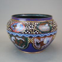 A large early 20th century Japanese cloisonne on copper planter, Dia. 30cm, H. 20cm. No visible