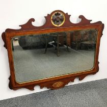 A Georgian inlaid mahogany mirror, 90 x 76cm.