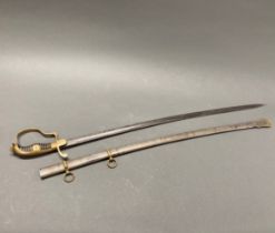 A Turkish military sword c. 1920, L. 88cm.