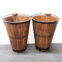 Two champagne advertising wooden buckets, H. 40cm