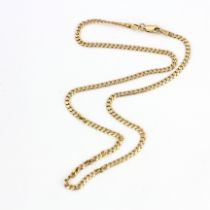 A 9ct yellow gold flat curb chain, L. 40cm.