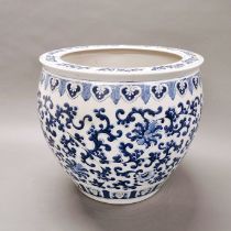 A Chinese hand painted porcelain fish bowl, Dia. 40cm, H. 35cm.