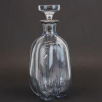 A Danish sterling silver collared crystal decanter, H. 26cm.