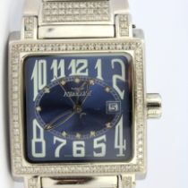 An Aquamarine stainless steel diamond set wrist watch. W.3.4cms