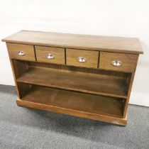 A handmade small oak style four drawer sideboard with metal handles, 114 x 74 x 33cm.
