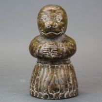 An interesting carved hardstone figure of a kneeling bear, H. 17cm. Possibly Japanese.
