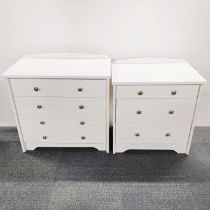 Two handmade cream finished chests of drawers, largest 79 x 74 x 42cm, together with a matching four