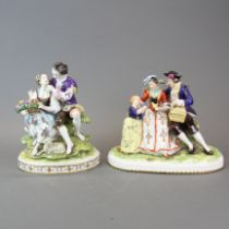 A fine German porcelain figure of a young couple (basket handle missing), H. 22cm. together with a