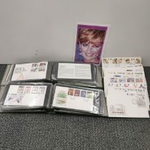 Two albums of First Day covers and other stamps including a Millenium Princess Diana sheet.