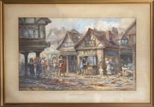 A large 19th century watercolour of Old Chester, Northgate Street by A C Preston. Frame size 71 x
