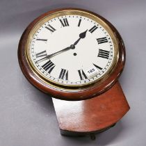 A 19th century mahogany fusee wall clock, Dia. 38cm, H. 48cm.