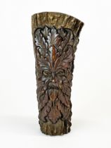 Hand carved stag antler Green Man.