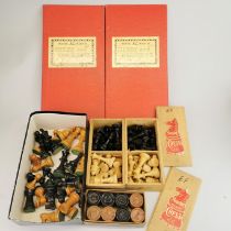 A group of three Staunton boxed chess sets, etc.