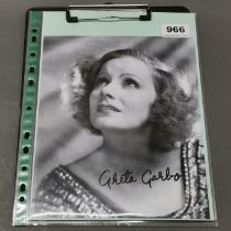 Autograph interest. A signed photograph of Greta Garbo with certificate.