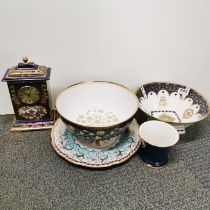 A Spode 200th Anniversary commemorative bowl with a group of other commemorative porcelain and a
