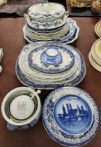 An extensive quantity of blue and white china.