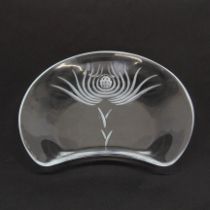 An unusual Lalique kidney shaped dish engraved Lalique France, W. 19cm.