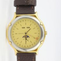 A Zenit Quartz moonphase wrist watch with original bracelet and extra strap. W.3.3cms