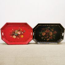 Two large metal trays, W. 66cm.
