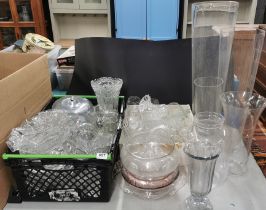 An extensive quantity of good glassware including tall vases.