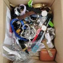 A box of mixed watches.