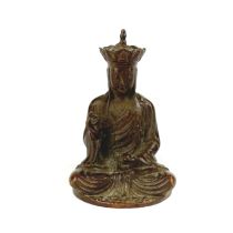 A small Chinese bronze figure of a seated Buddha, H. 5.5cm.