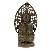 A small Chinese bronze figure of a seated Buddha, H. 9cm.