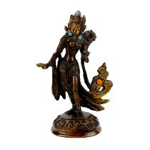 A Tibetan jewelled figure of a Tara, H. 12.2cm.