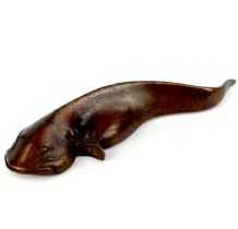 A cast bronze model of a catfish, L. 12.3cm.