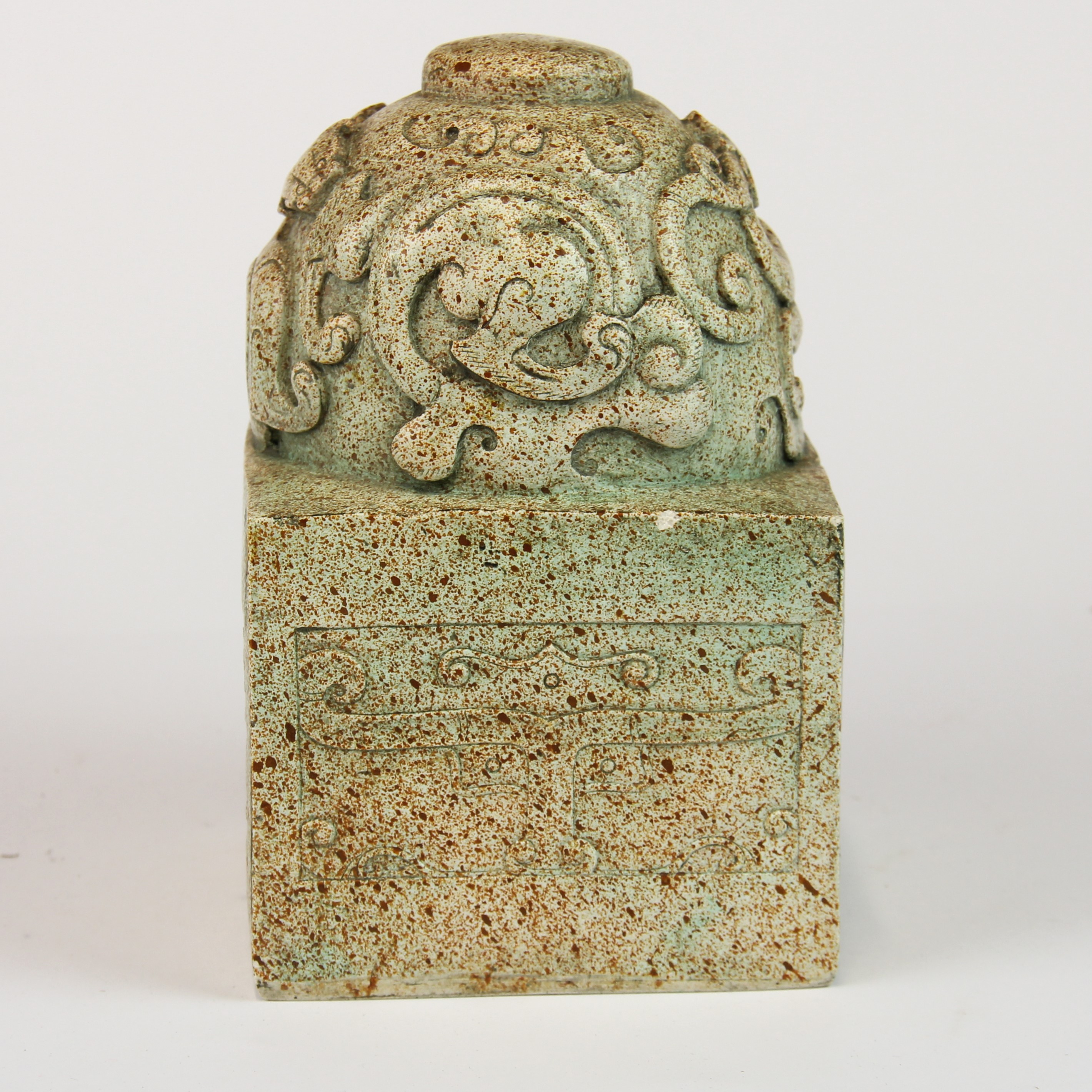 A large Chinese carved stone scholar's seal, H. 15cm.