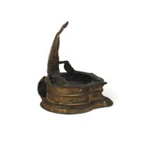 An early Tibetan / Nepalese Buddhist copper-bronze shrine oil lamp, 9 x 11 x 13cm. Prov. Estate of