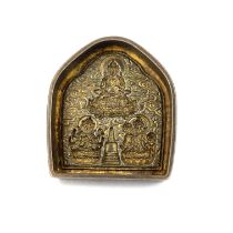 A cast bronze Tibetan clay pilgrim's devotional tablet mould, L. 9.5cm.