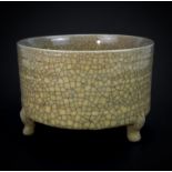 A Chinese crackle glazed porcelain censer, Dia. 13.5cm.