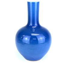 A lovely Chinese pale blue glazed porcelain vase, H. 35cm. Six character mark to base, Kangxi (